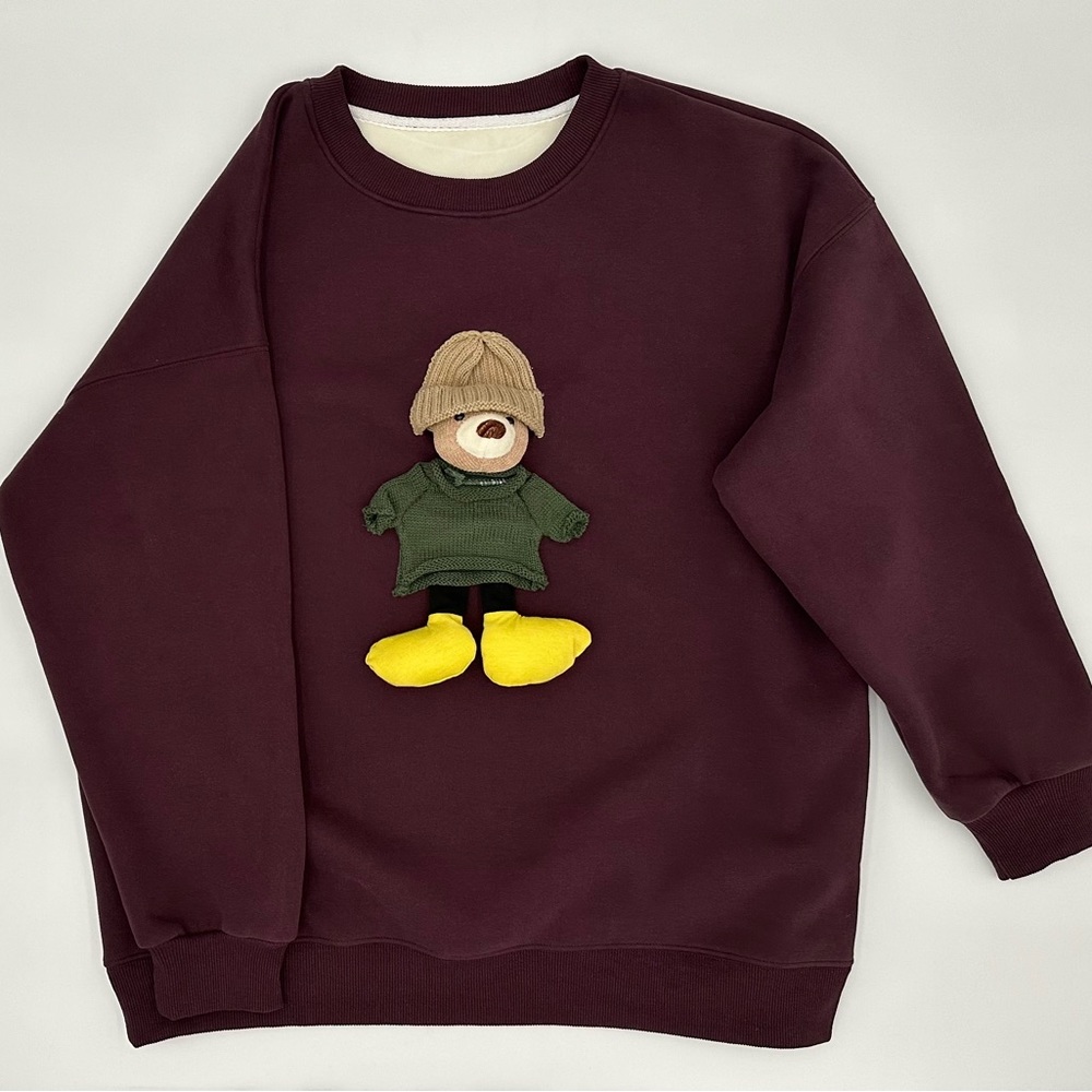 Sweatshirt Bear Hat Cute One Size Purple Valentine Day Gift